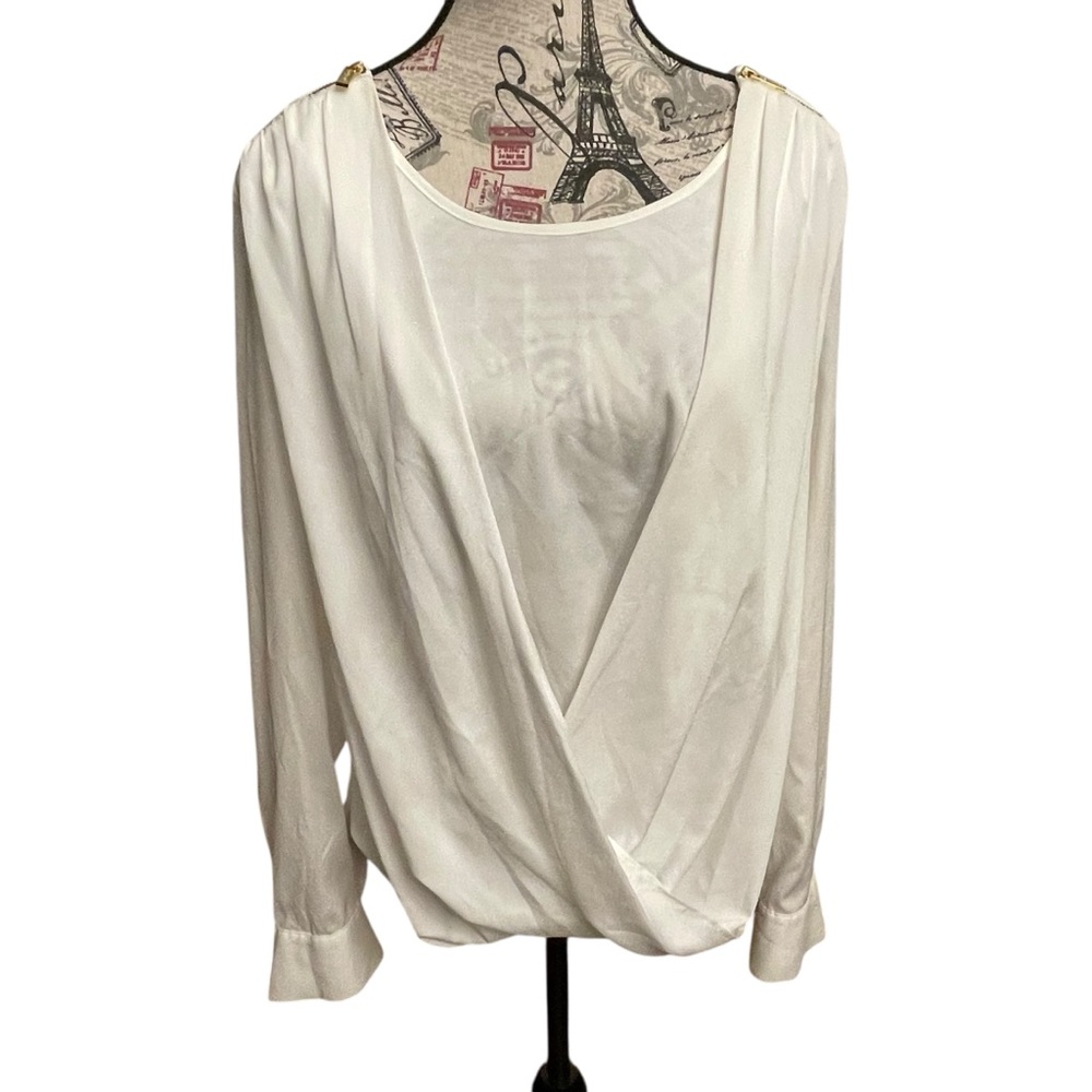 Calvin Klein White Draped Blouse